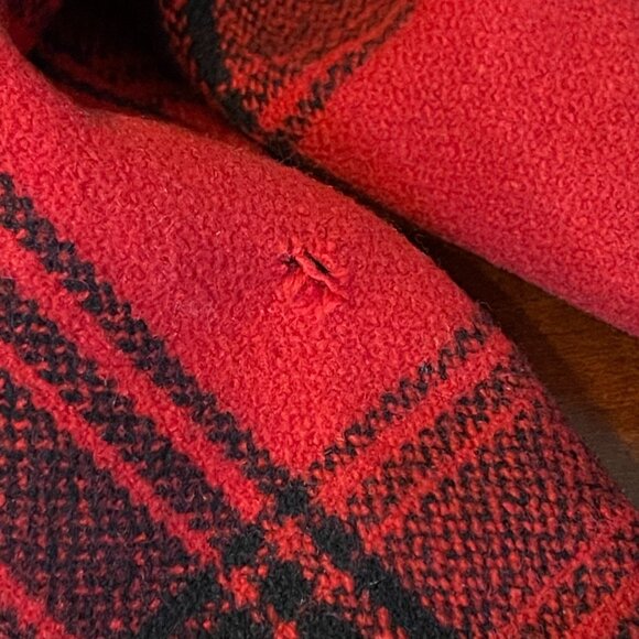 Vintage 1950s Red Plaid Wool Pants Sanforized Rockabilly Button Fly USA flaws - Picture 13 of 15